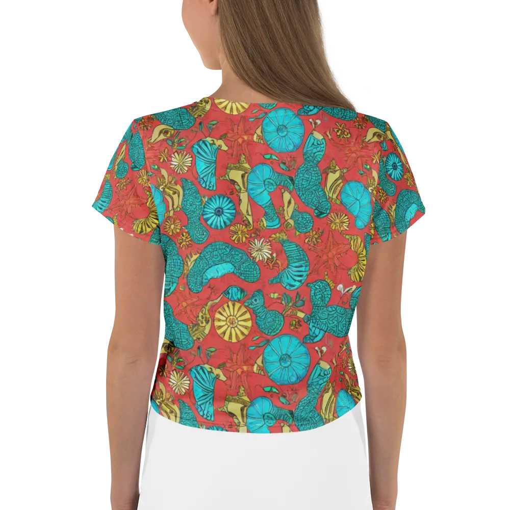 Coral Garden Rhapsody on Crop Tee — Back