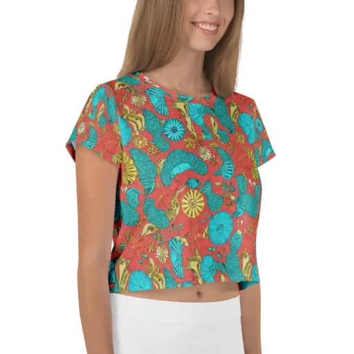 Coral Garden Rhapsody on a Crop Tee