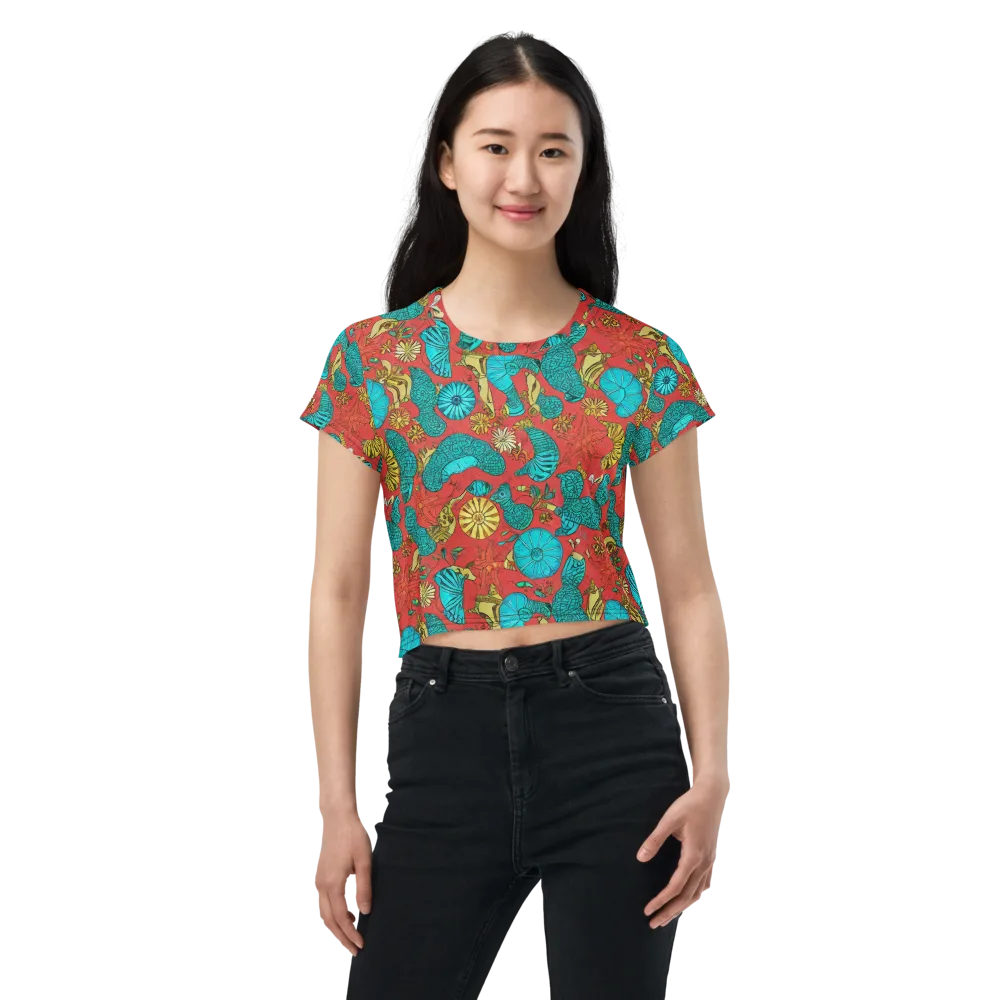 Coral Garden Rhapsody on Crop Tee — Front