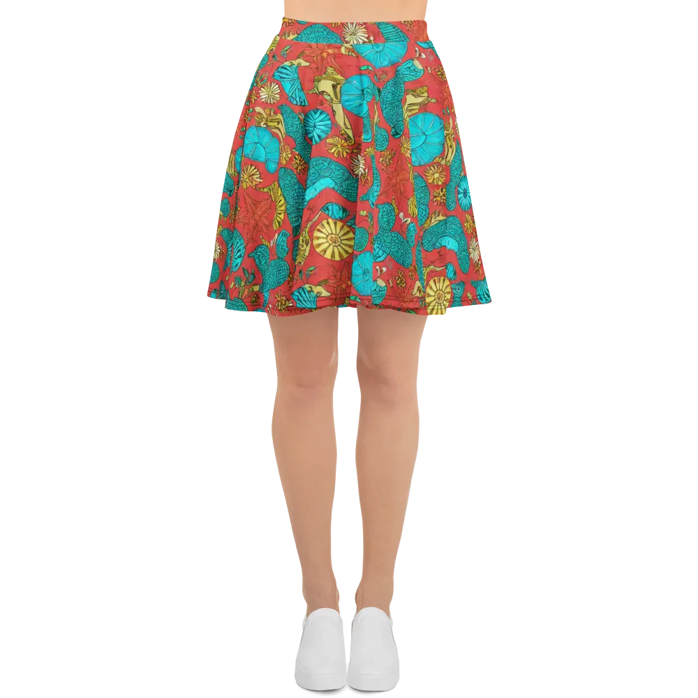 Coral Garden Rhapsody on Skater Skirt — Front