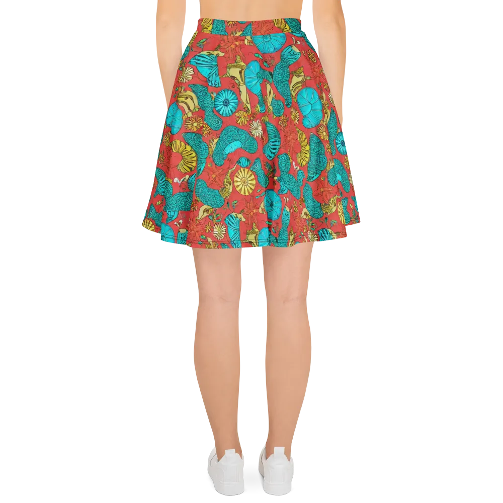Coral Garden Rhapsody on Skater Skirt — Back