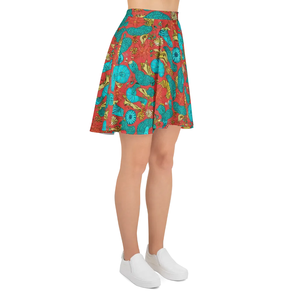 Coral Garden Rhapsody on Skater Skirt — Right