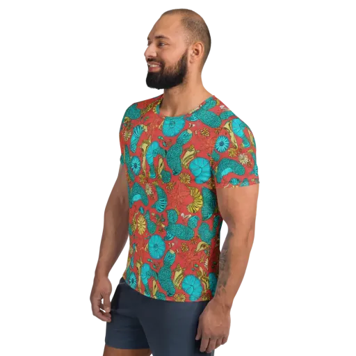 Coral Garden Rhapsody on a Men's Athletic T-Shirt