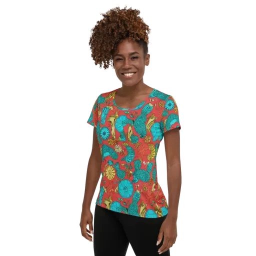 Coral Garden Rhapsody on a Women's Athletic T-Shirt