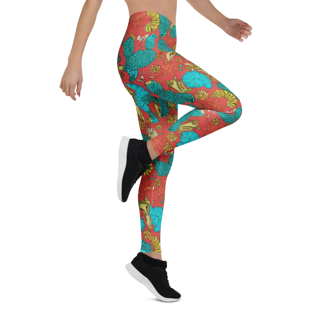 Coral Garden Rhapsody on Leggings — Right