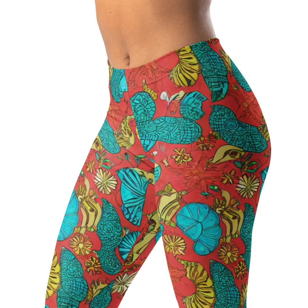 Coral Garden Rhapsody on Leggings — Left Front