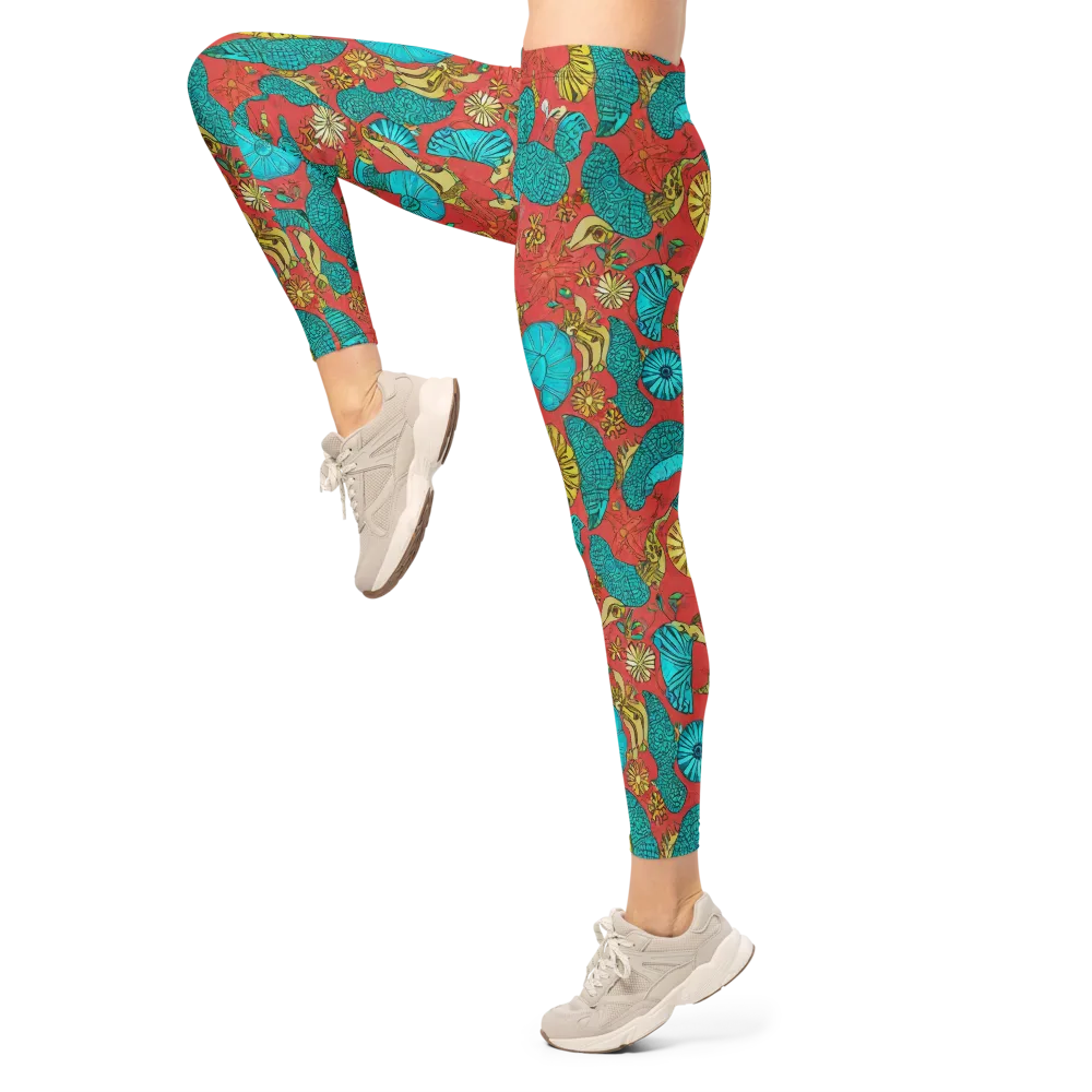 Coral Garden Rhapsody on Leggings — Left