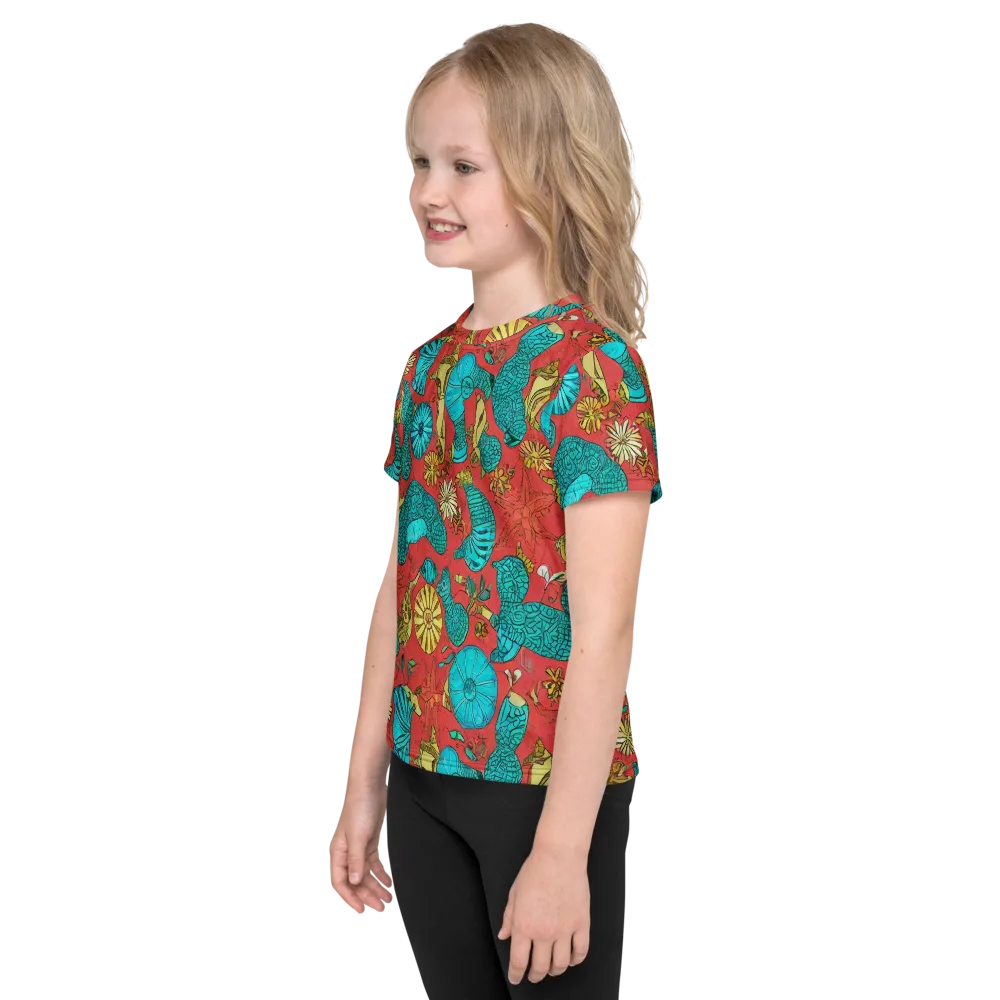 Coral Garden Rhapsody on Kids Crew Neck T-Shirt — Left