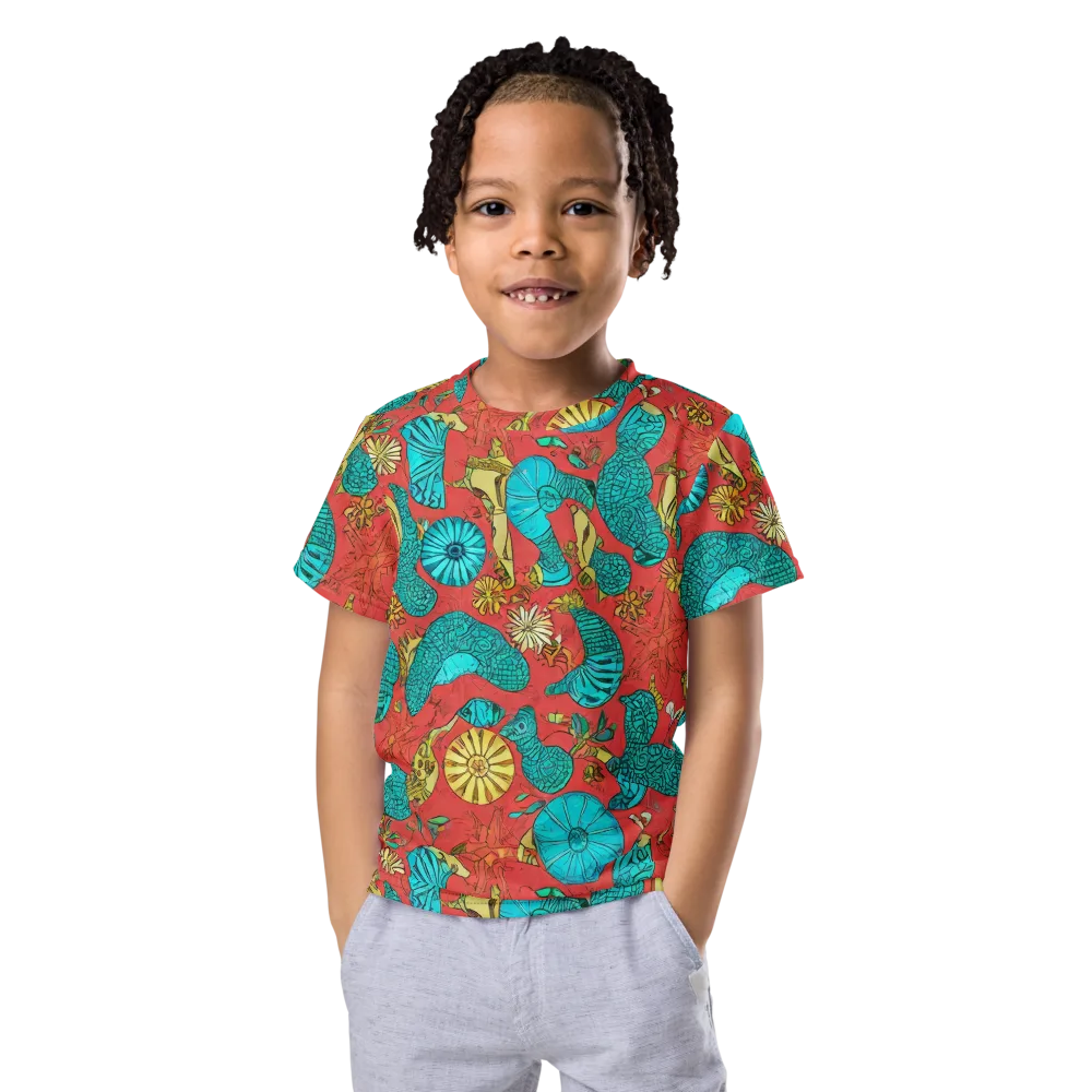 Coral Garden Rhapsody on Kids Crew Neck T-Shirt — Front