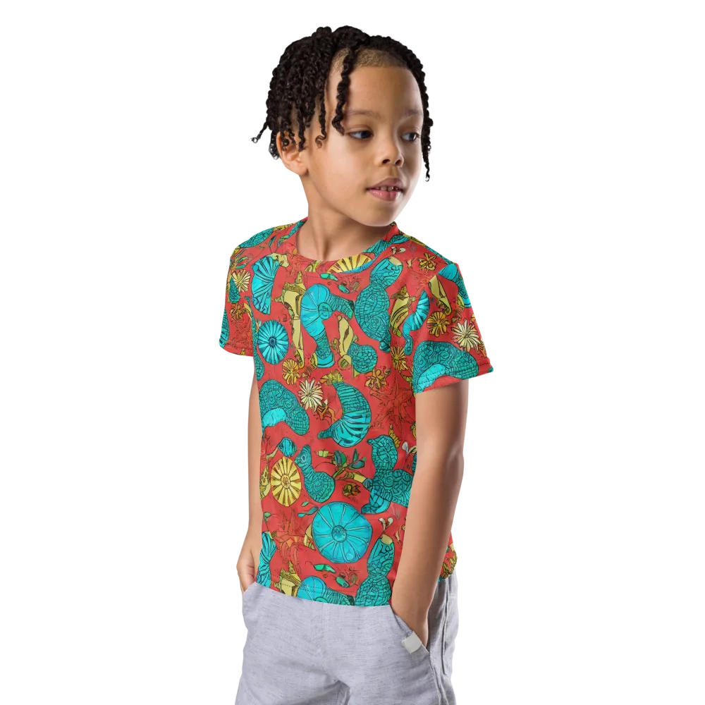 Coral Garden Rhapsody on Kids Crew Neck T-Shirt — Left Front