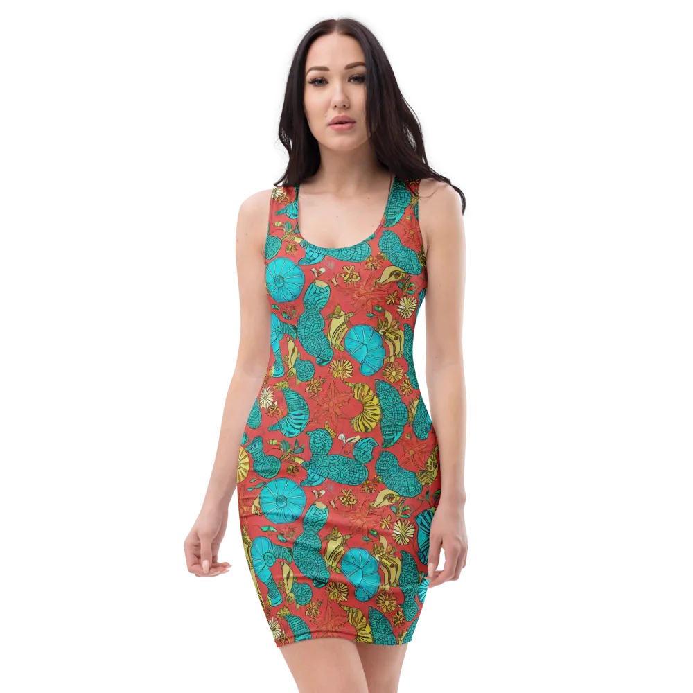 Coral Garden Rhapsody on Bodycon Dress — Front