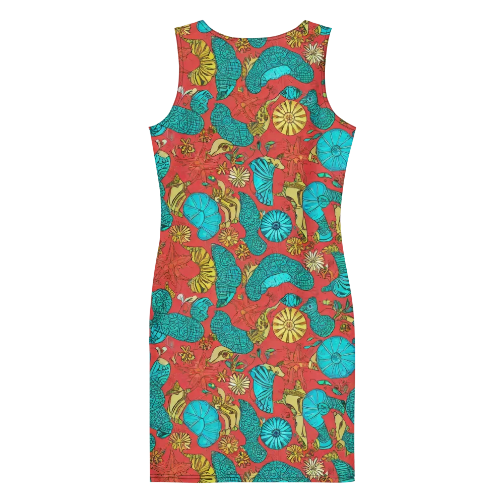 Coral Garden Rhapsody on Bodycon Dress — Back