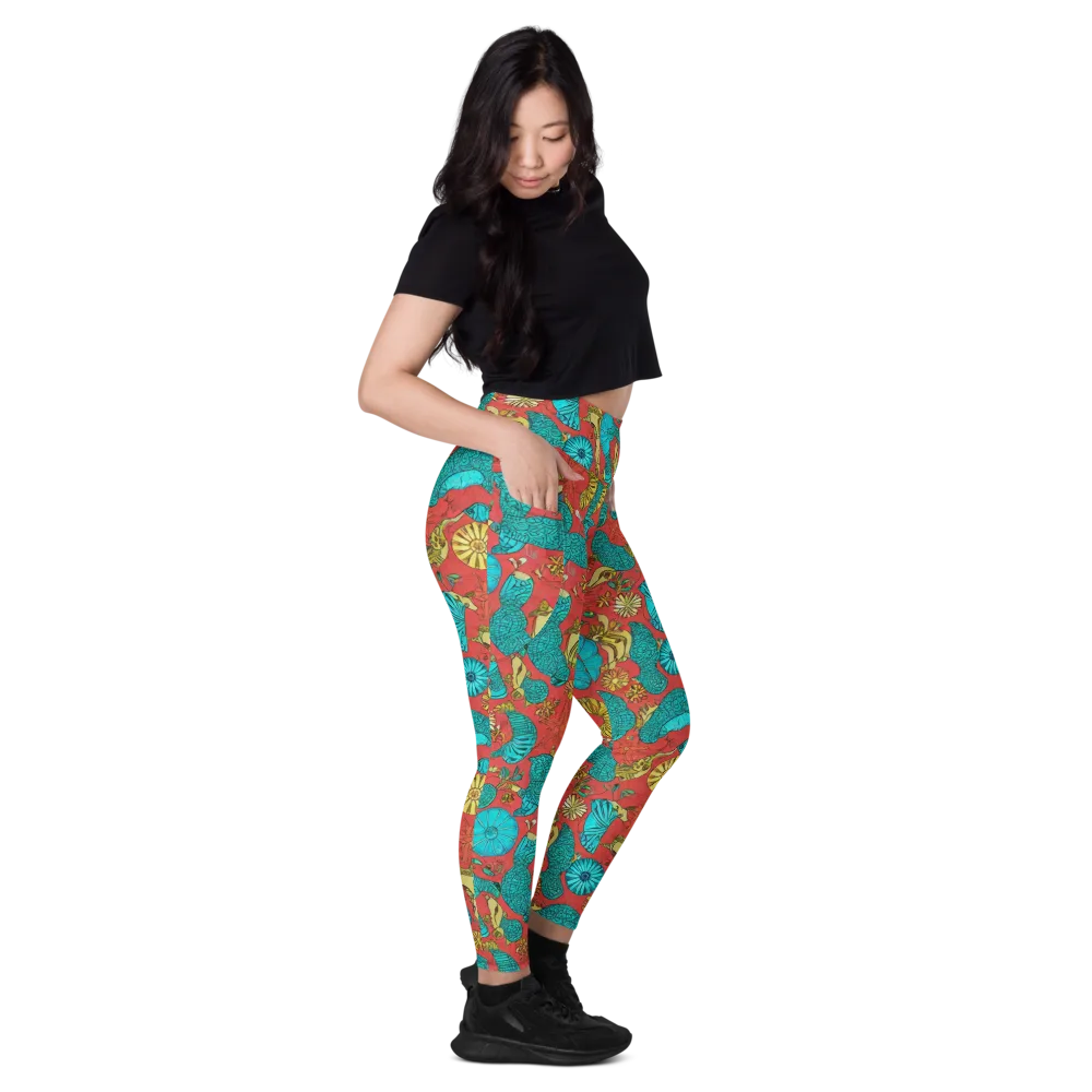 Coral Garden Rhapsody on Leggings with Pockets — Right