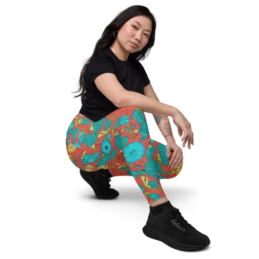 Coral Garden Rhapsody on a Leggings with Pockets