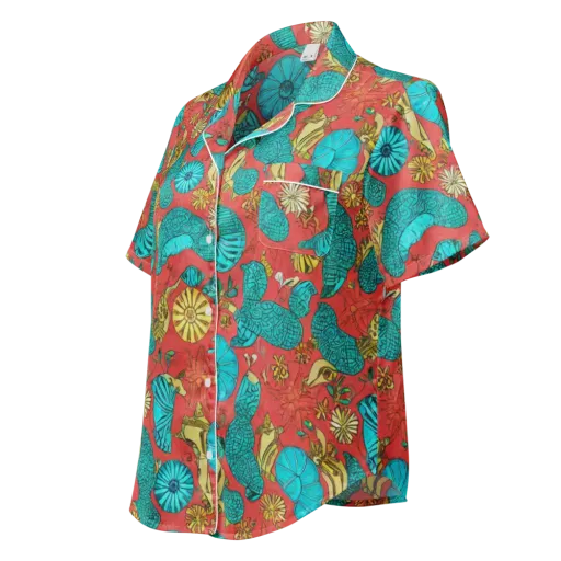 Coral Garden Rhapsody on a Women's Short Sleeve Pajama Top