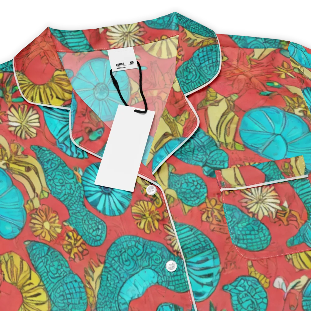 Coral Garden Rhapsody on Women's Short Sleeve Pajama Top — Product details