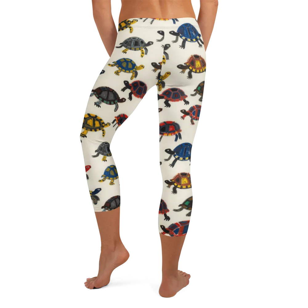 Painted Tortoises on Capri Leggings — Back