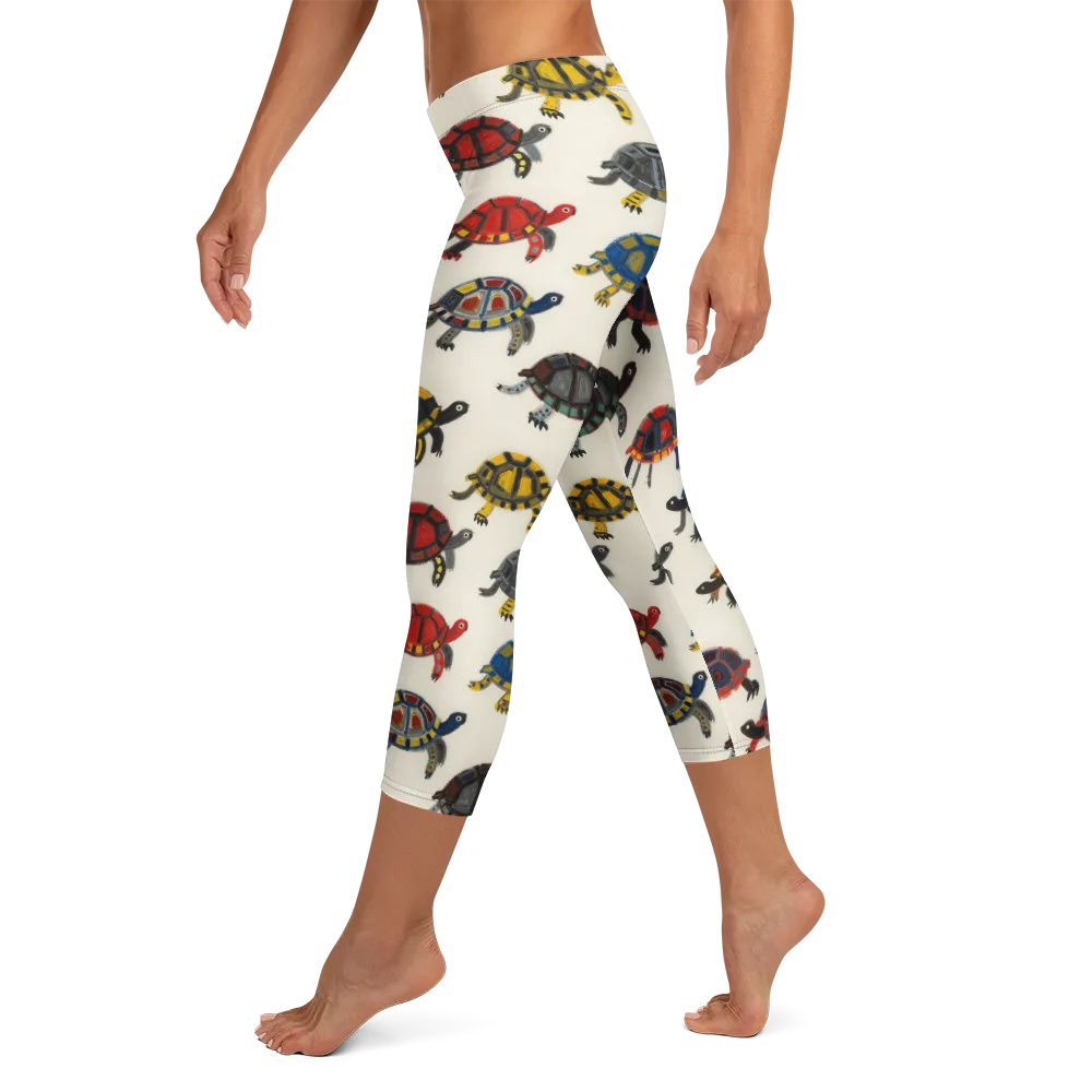 Painted Tortoises on Capri Leggings — Left