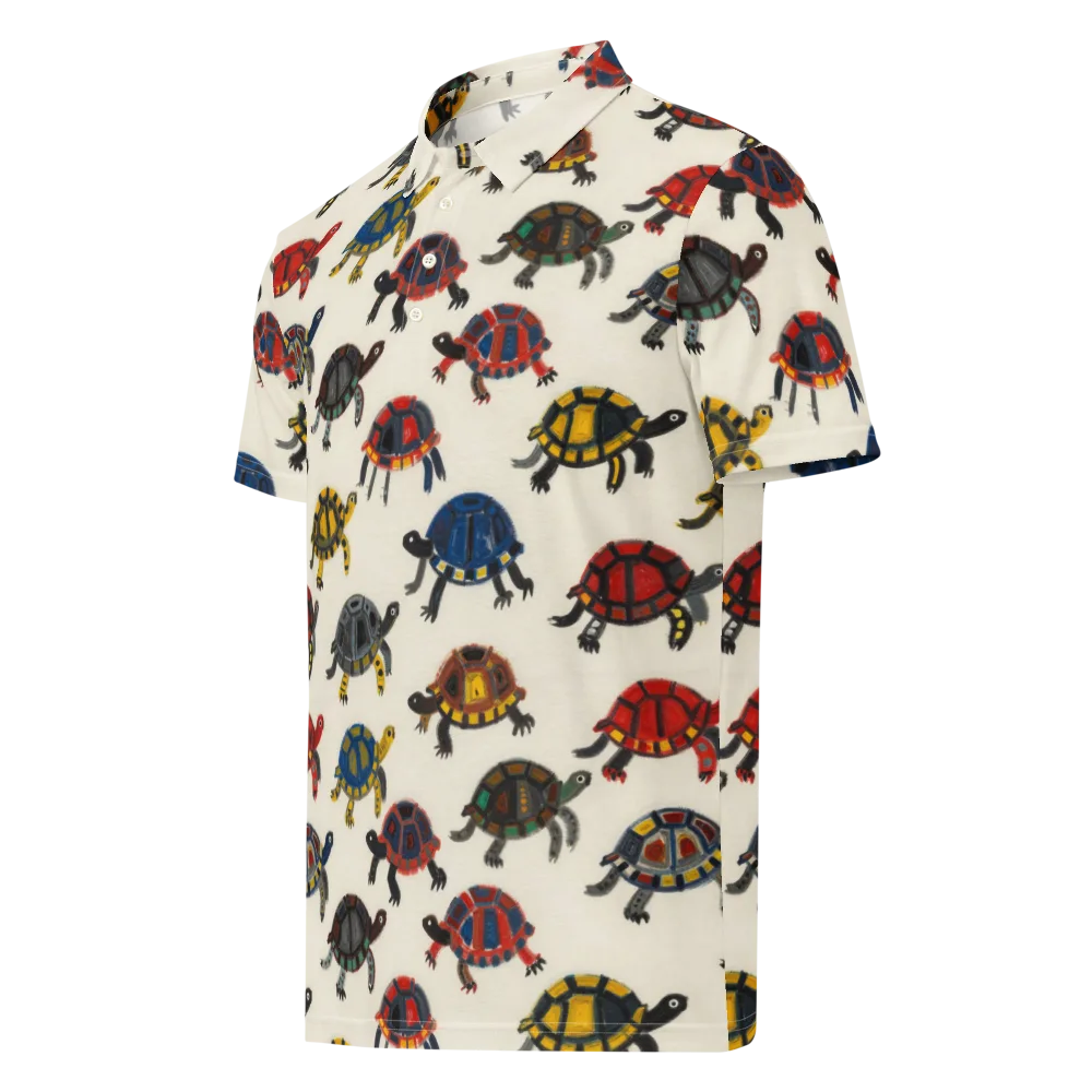 Painted Tortoises on Men's Slim Fit Polo Shirt — Left Front