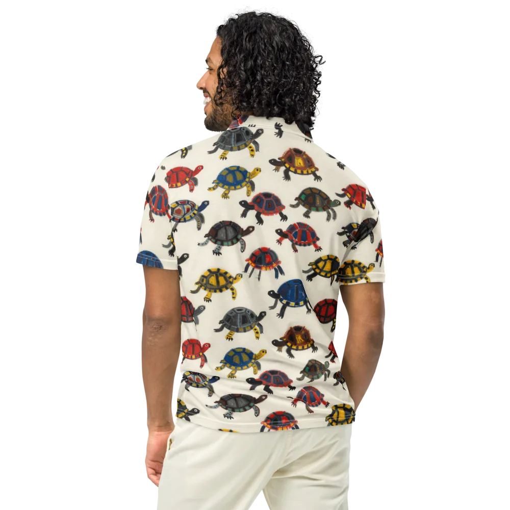 Painted Tortoises on Men's Slim Fit Polo Shirt — Back