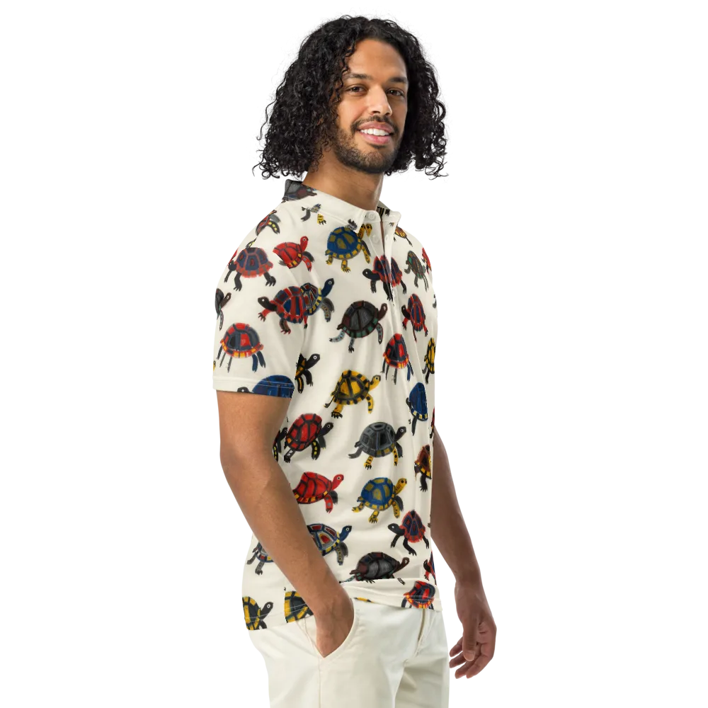 Painted Tortoises on Men's Slim Fit Polo Shirt — Right Front