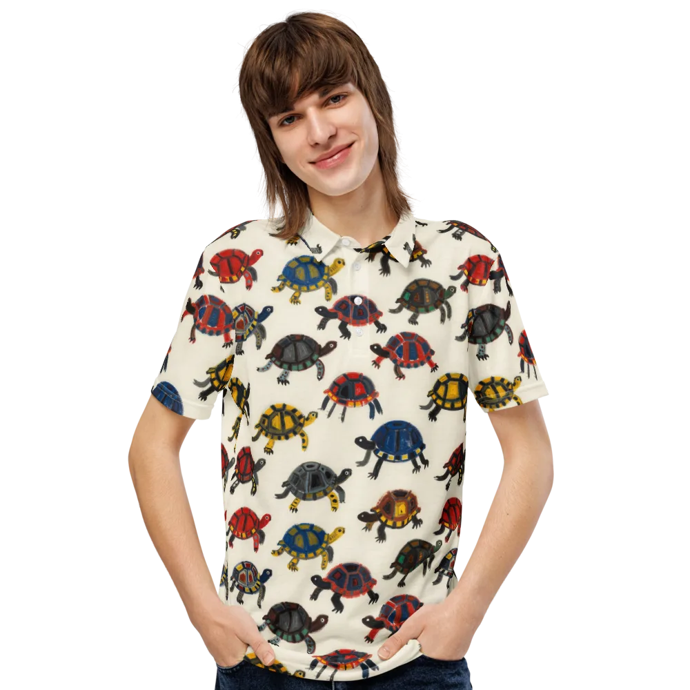 Painted Tortoises on Men's Slim Fit Polo Shirt — Front