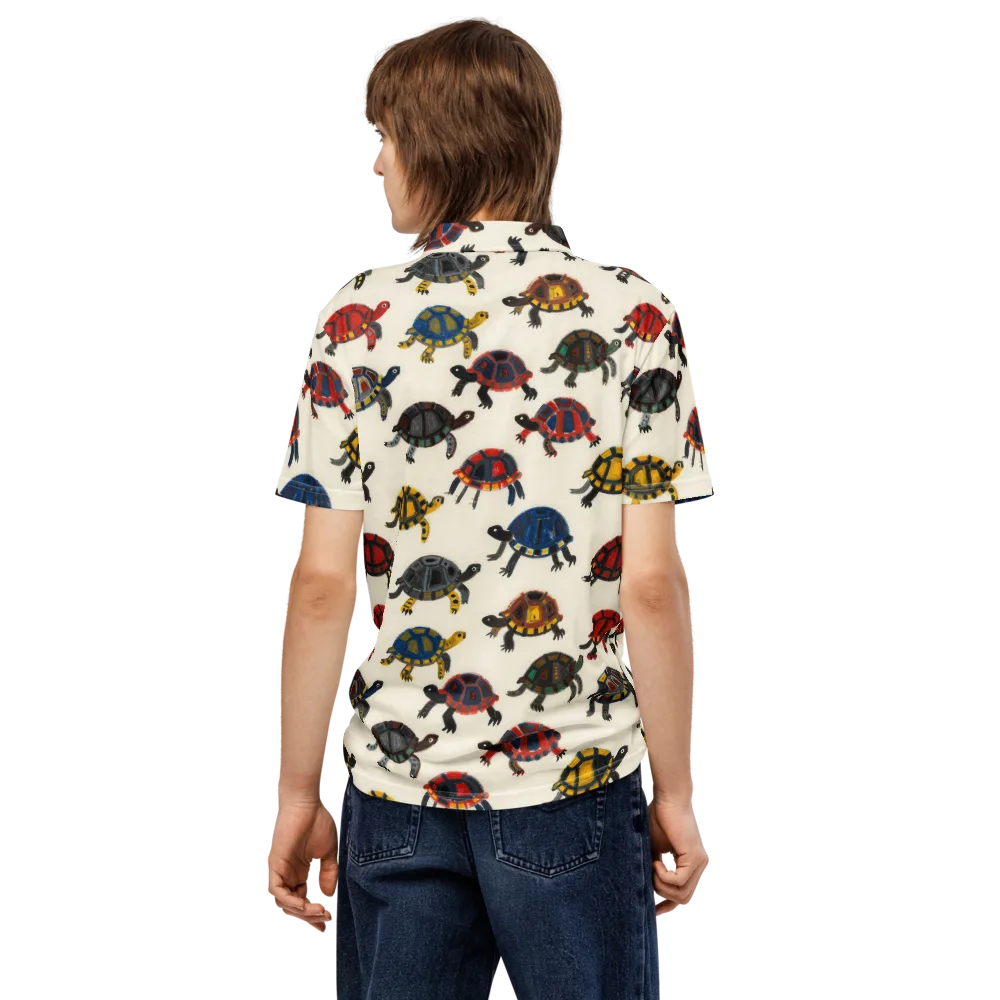 Painted Tortoises on Men's Slim Fit Polo Shirt — Back