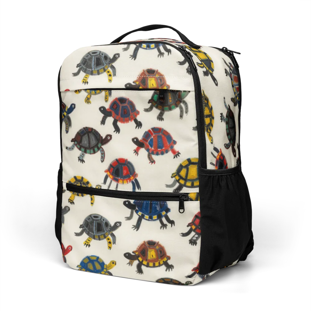 Painted Tortoises on Utility Backpack — Left Front