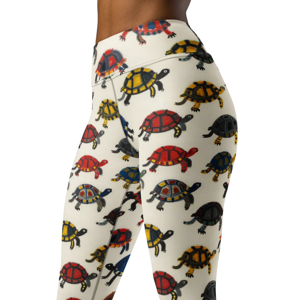 Painted Tortoises on Yoga Leggings — Left Front