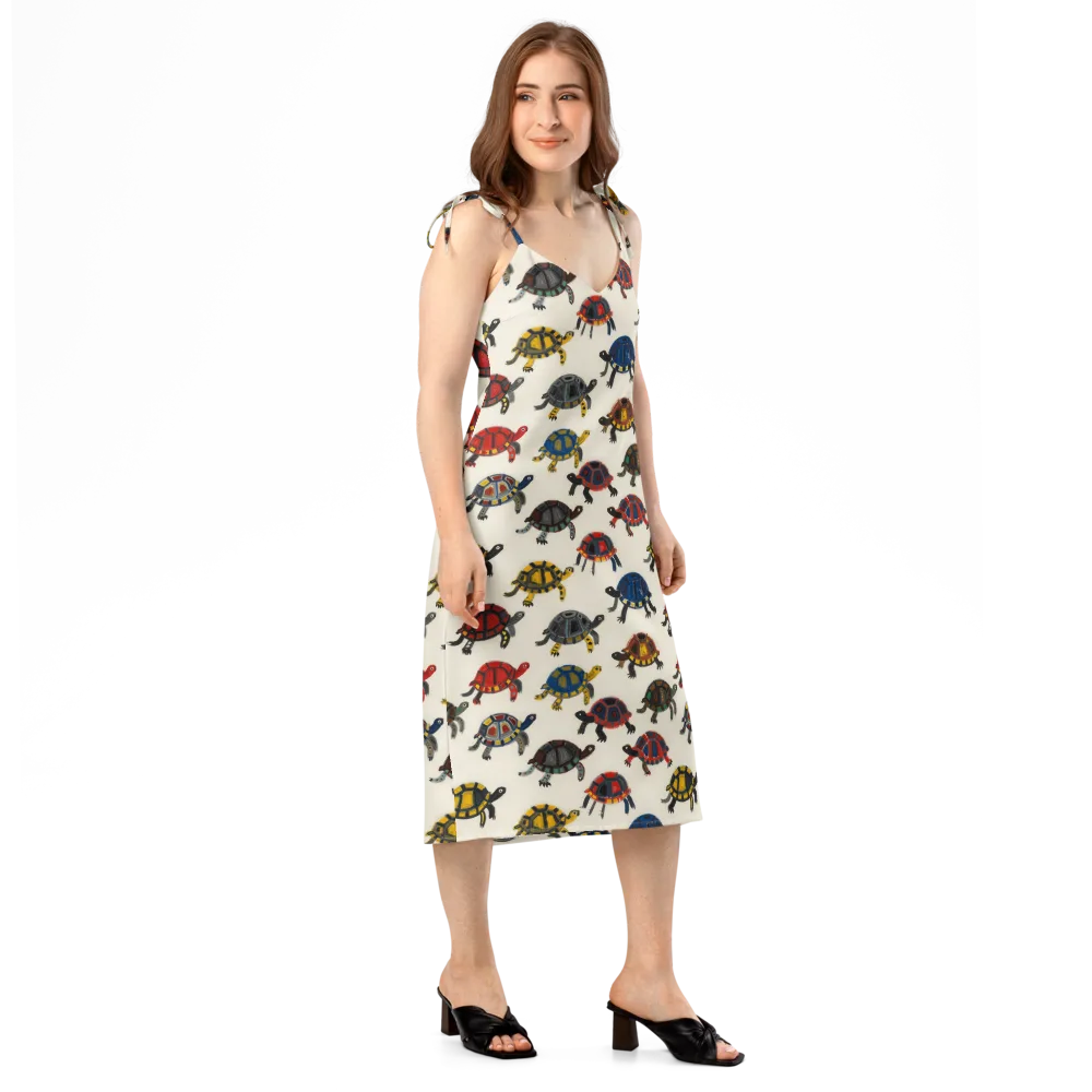Painted Tortoises on Slip Dress — Right Front