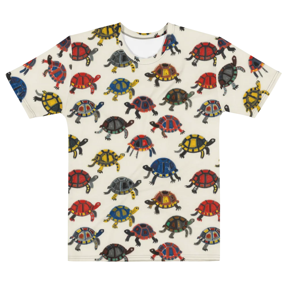 Painted Tortoises on Men's Cotton Crew Neck T-Shirt — Front