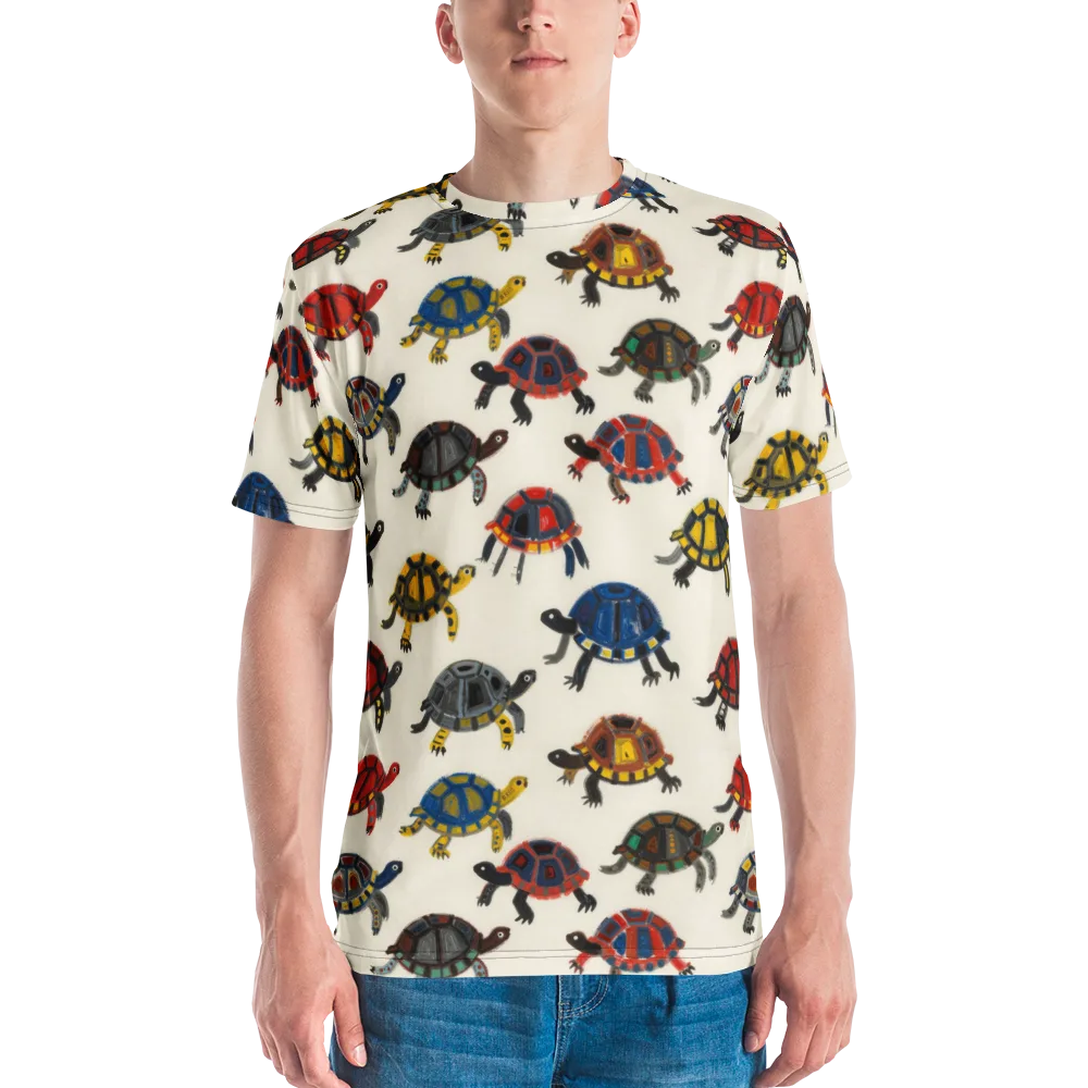 Painted Tortoises on Men's Crew Neck T-Shirt — Front