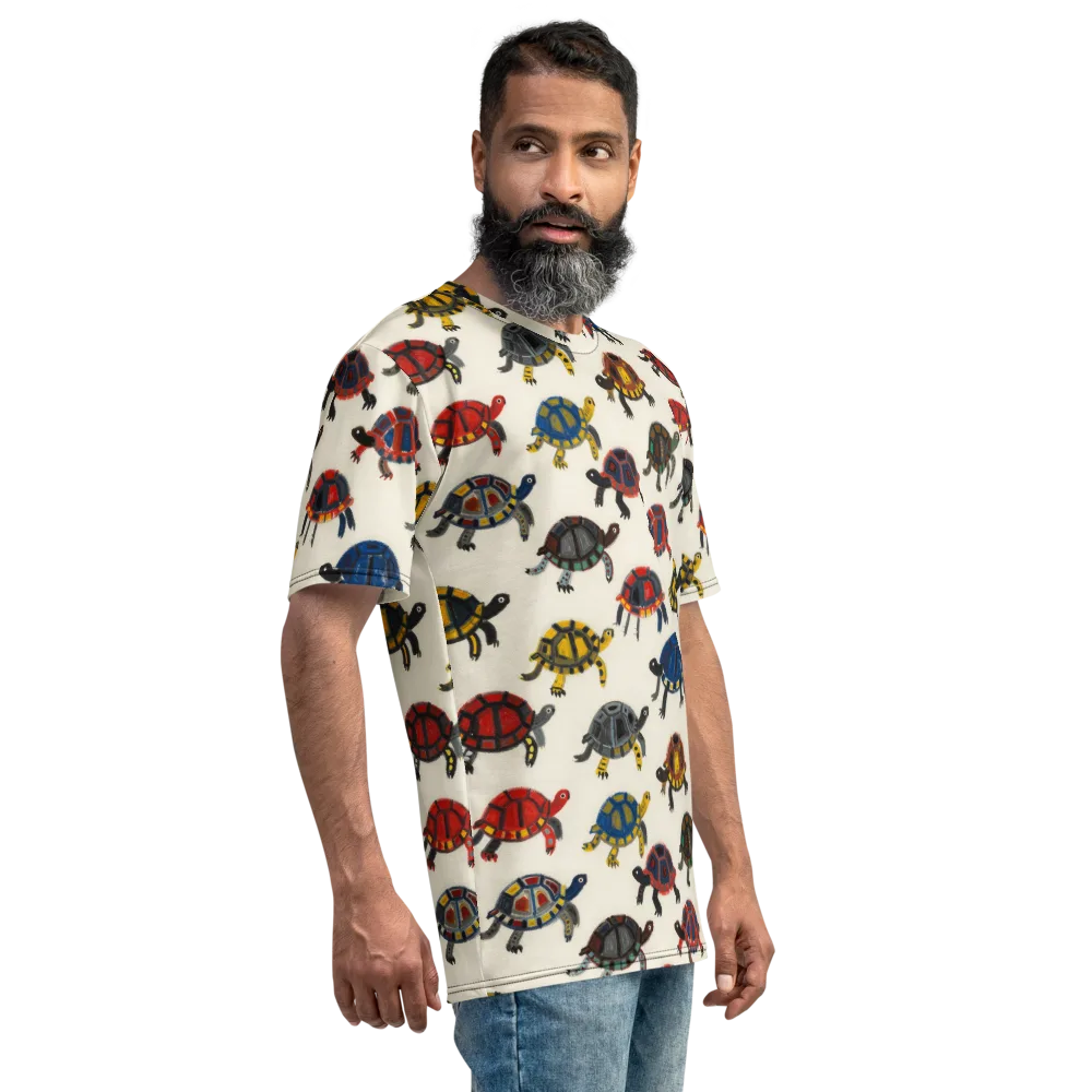 Painted Tortoises on Men's Crew Neck T-Shirt — Right