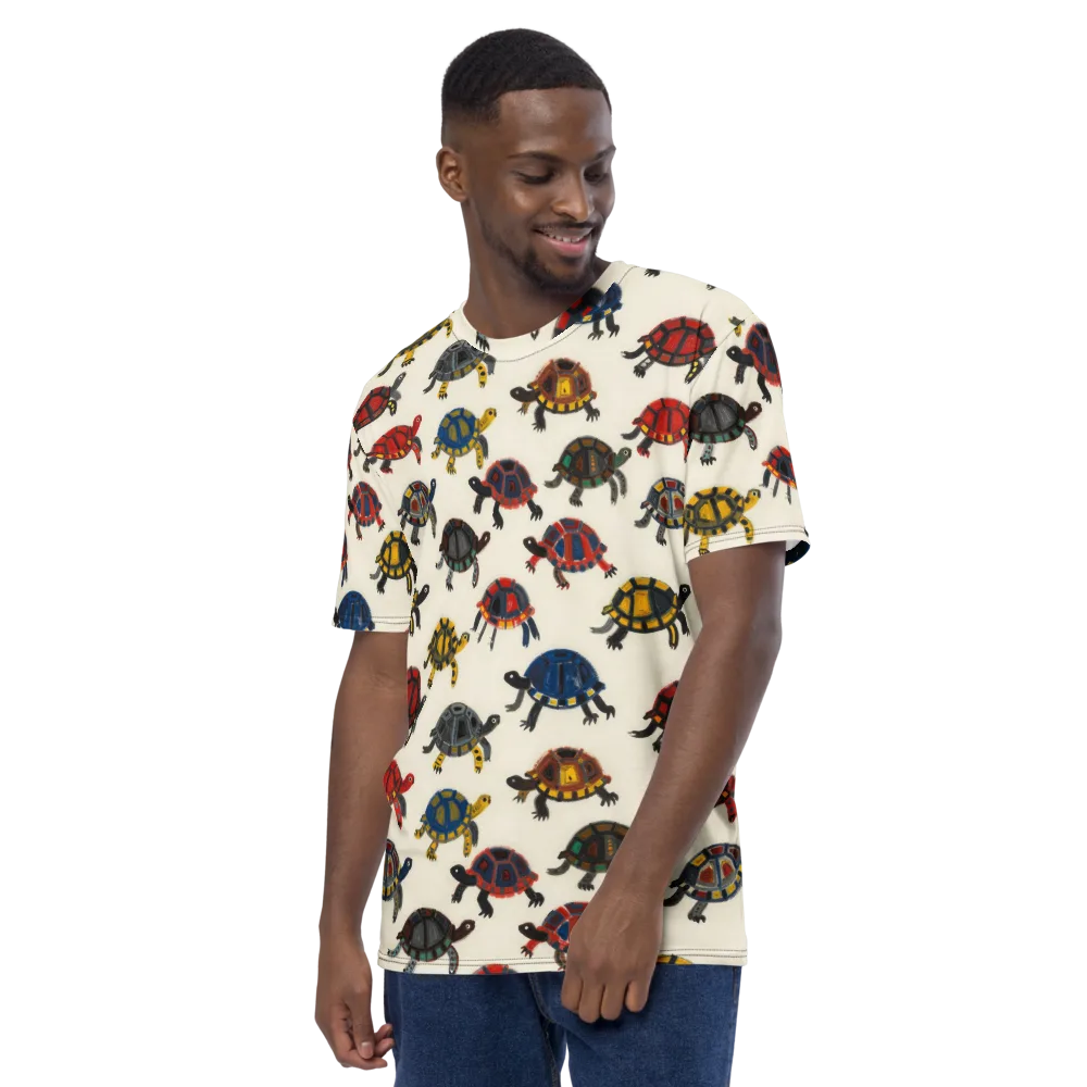 Painted Tortoises on Men's Crew Neck T-Shirt — Left