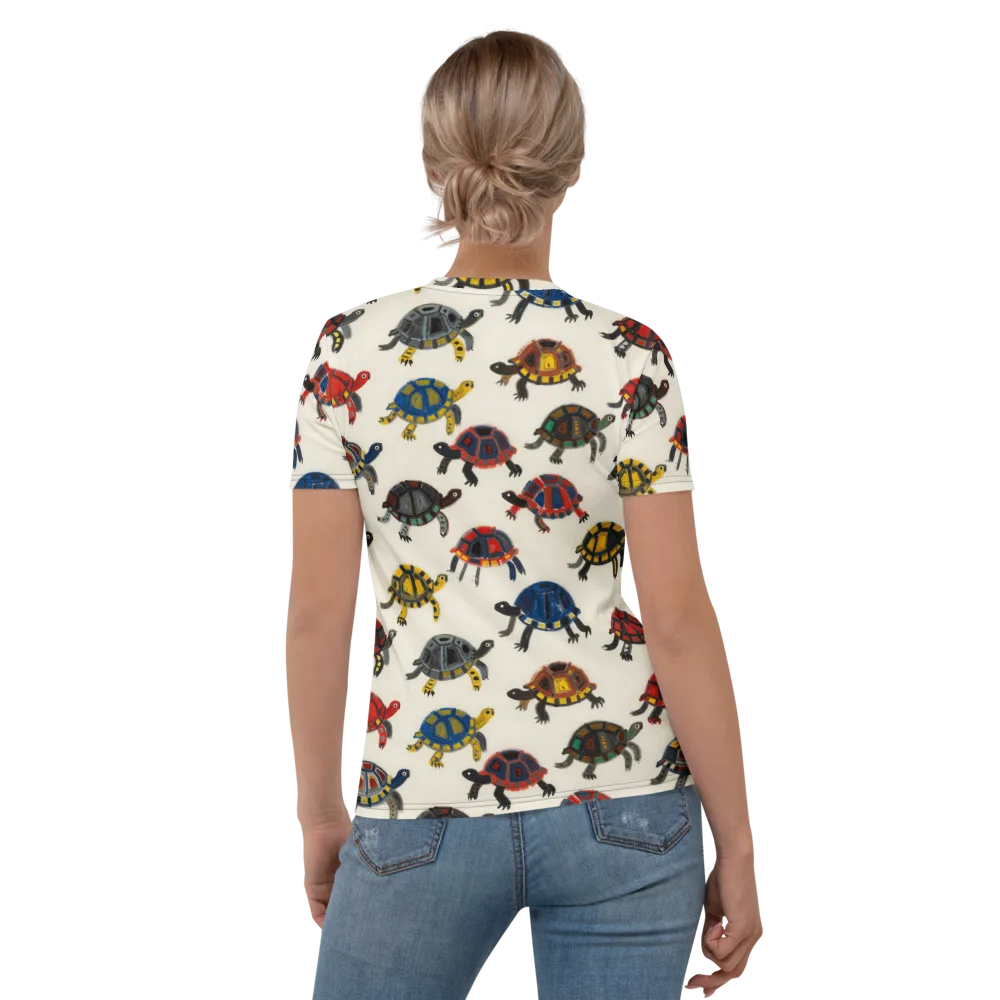 Painted Tortoises on Women's Crew Neck T-Shirt — Back