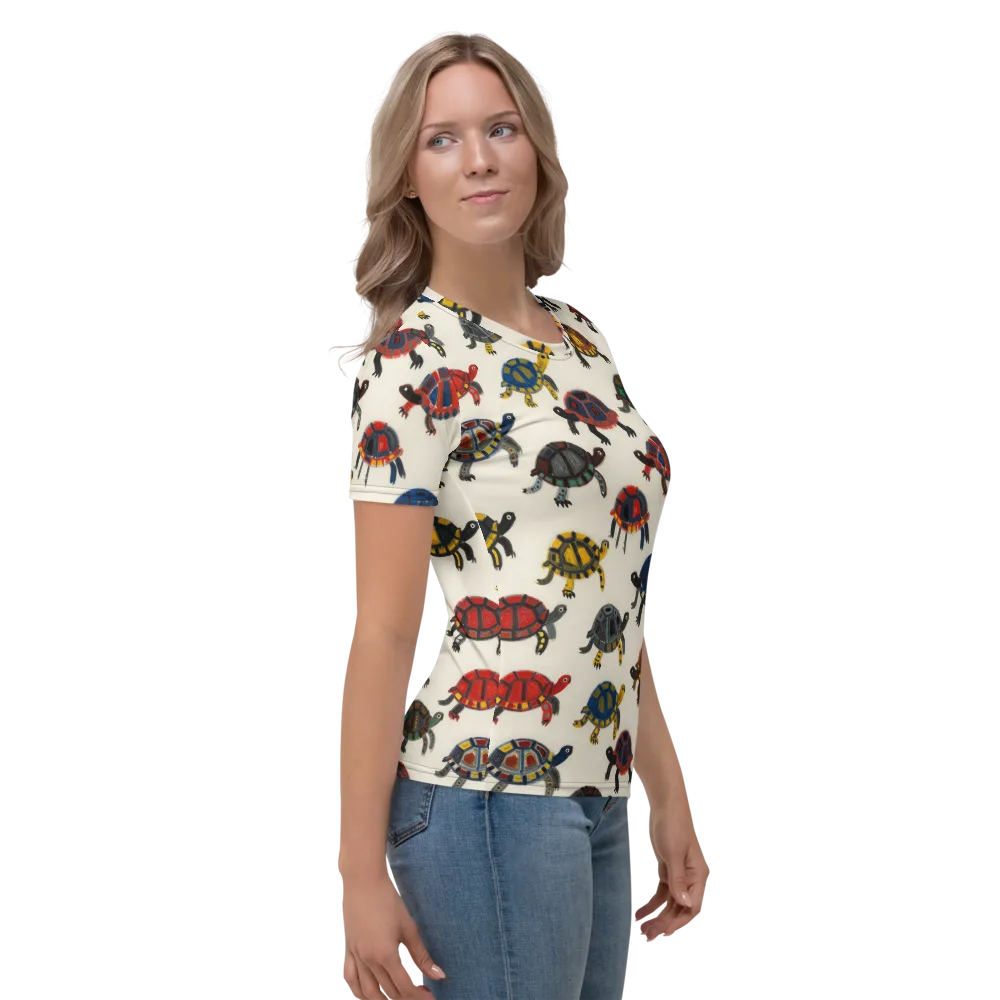 Painted Tortoises on Women's Crew Neck T-Shirt — Right