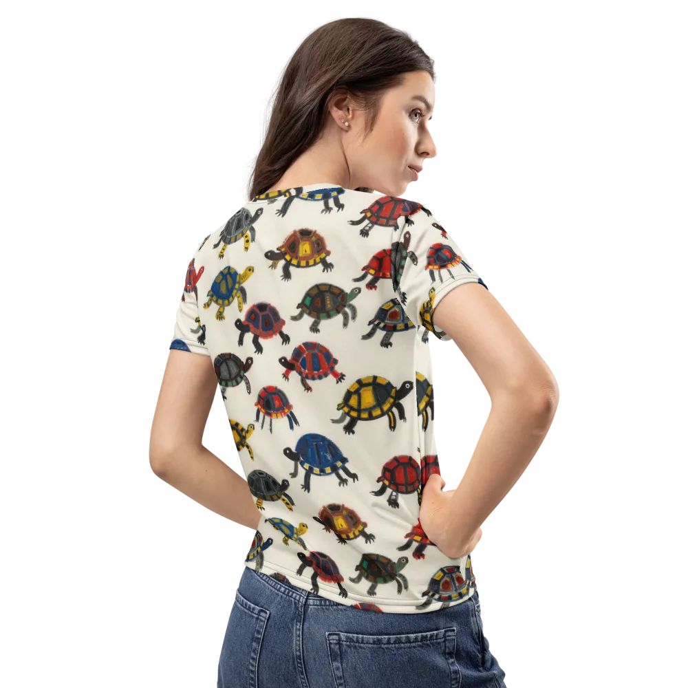 Painted Tortoises on Women's Crew Neck T-Shirt — Back