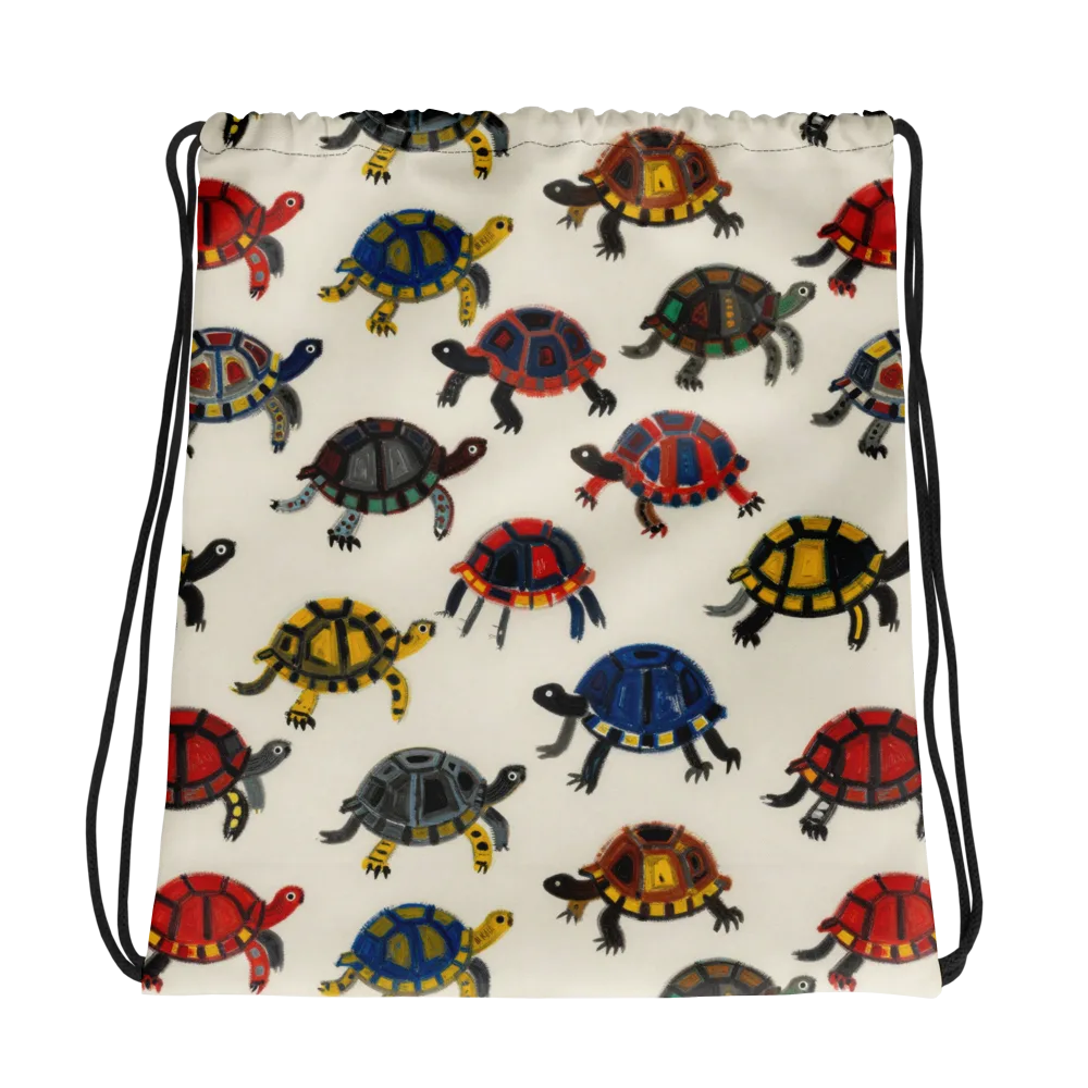 Painted Tortoises on Drawstring Bag — Photo