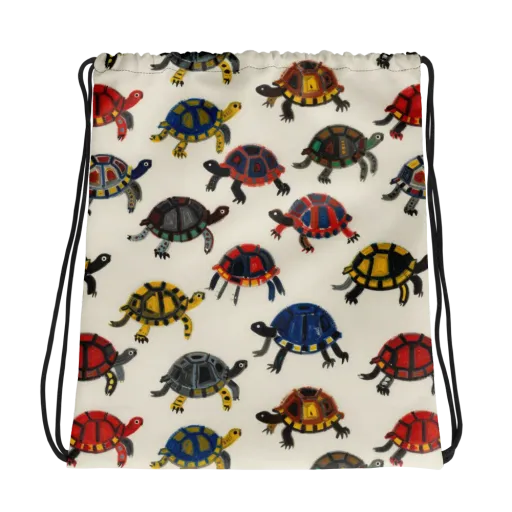 Painted Tortoises on a Drawstring Bag