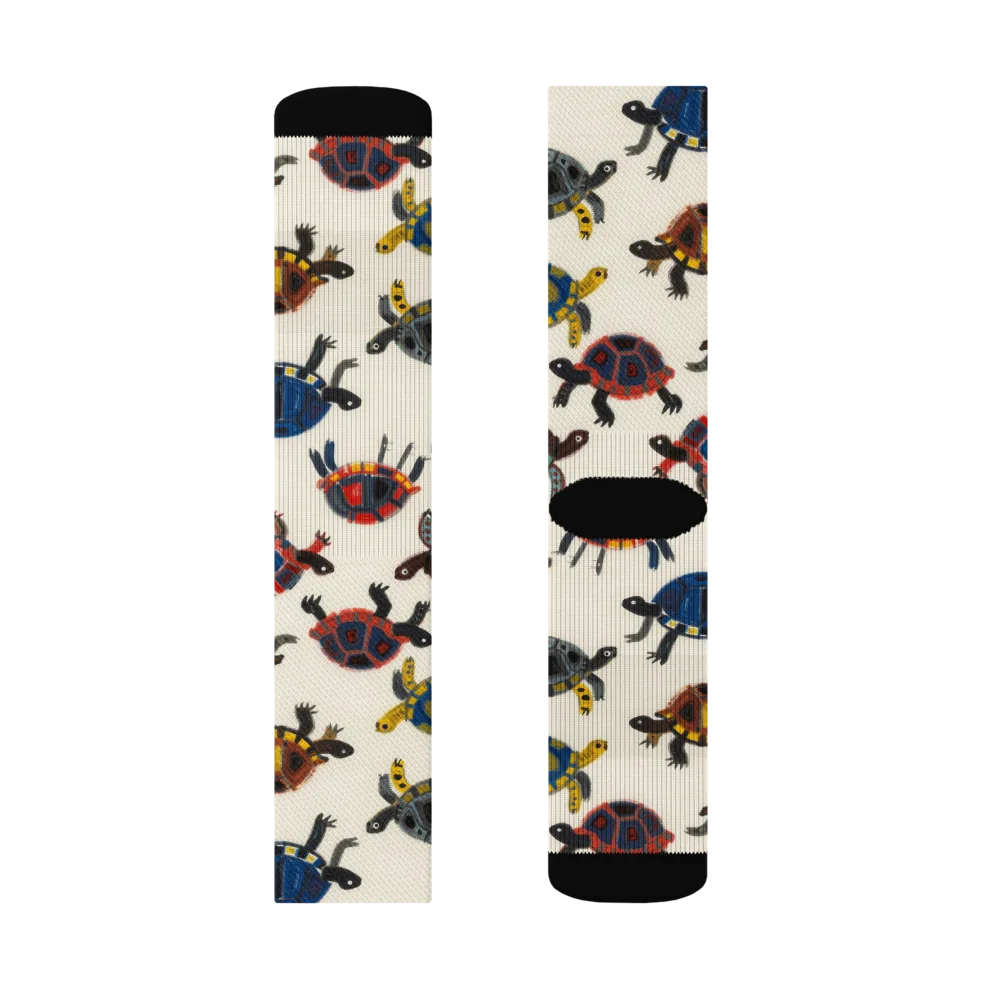 Painted Tortoises on Socks — Right Sock