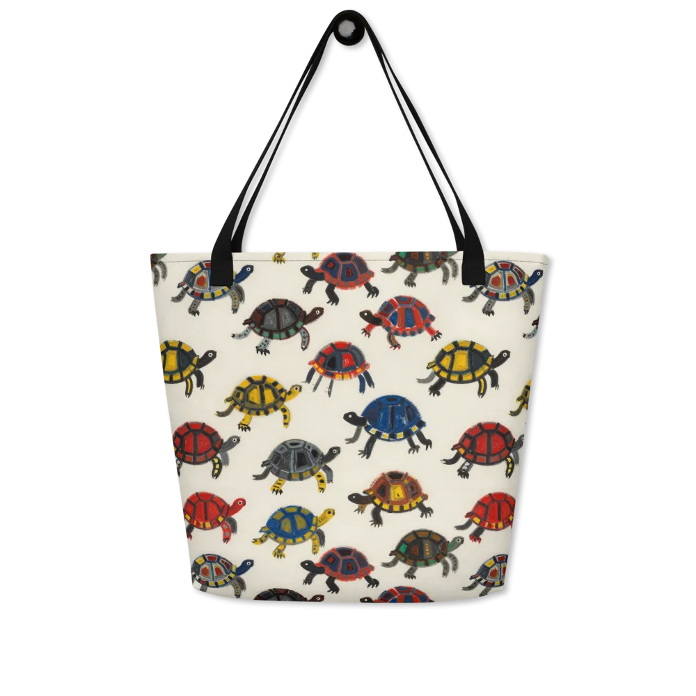 Painted Tortoises on Large Tote Bag W/ Pocket — Front