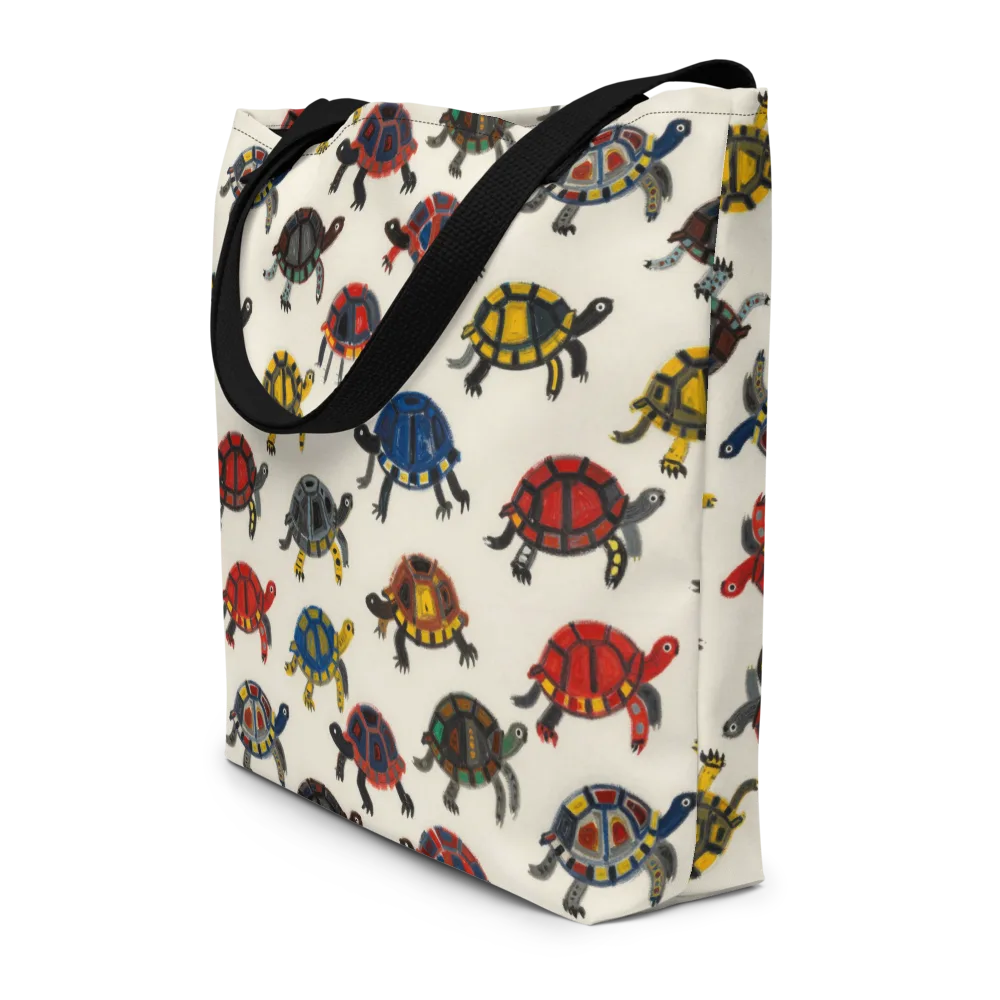 Painted Tortoises on Large Tote Bag W/ Pocket — Front