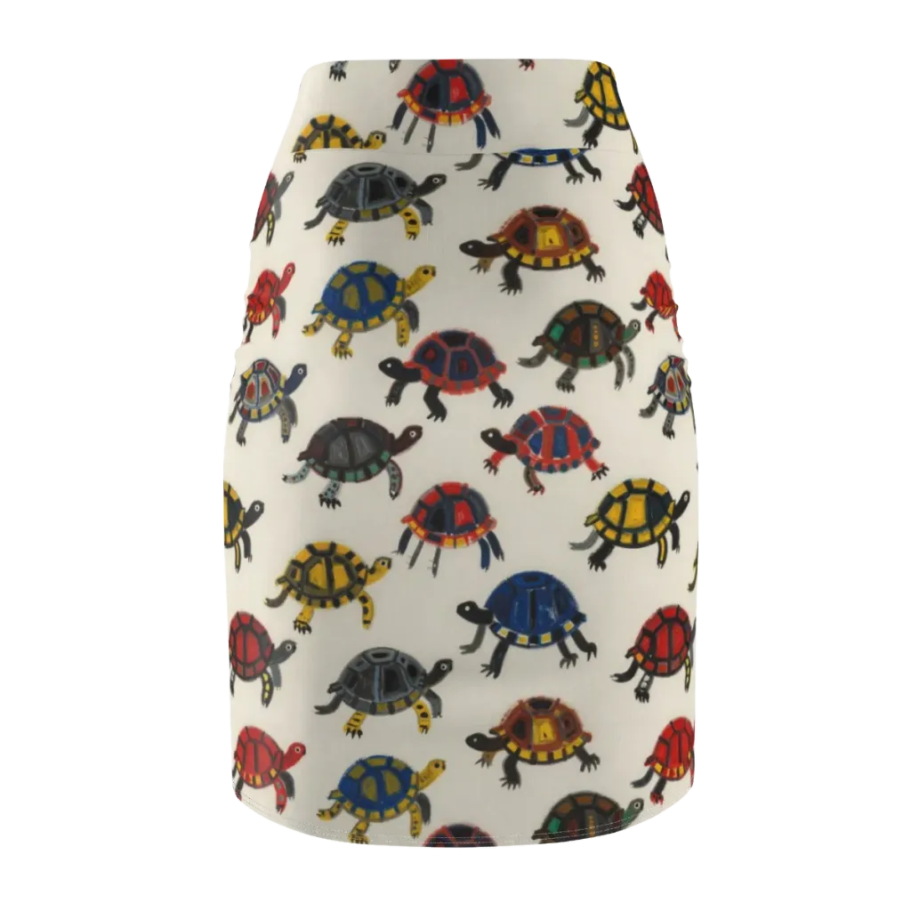 Painted Tortoises on Pencil Skirt — Back