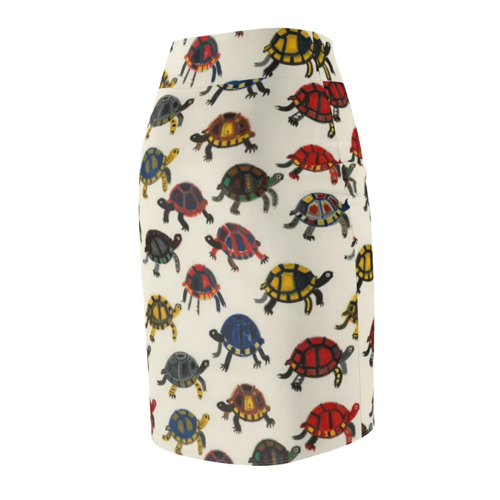Painted Tortoises on Pencil Skirt — Back Side