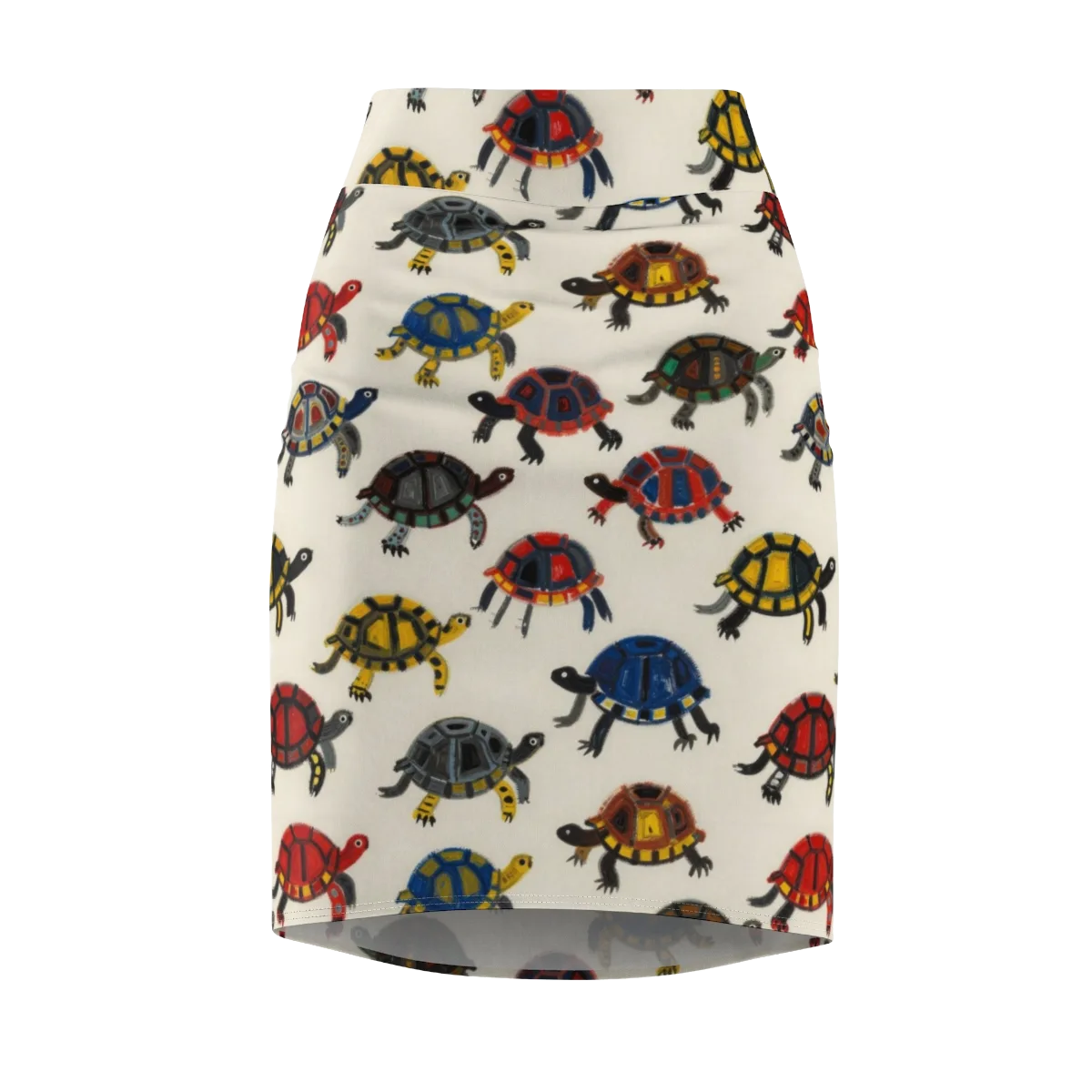 Painted Tortoises on Pencil Skirt — Front
