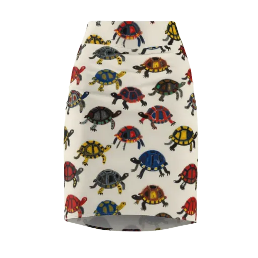 Painted Tortoises on a Pencil Skirt