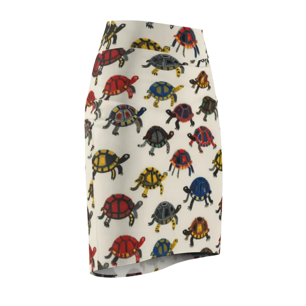 Painted Tortoises on Pencil Skirt — Front Side