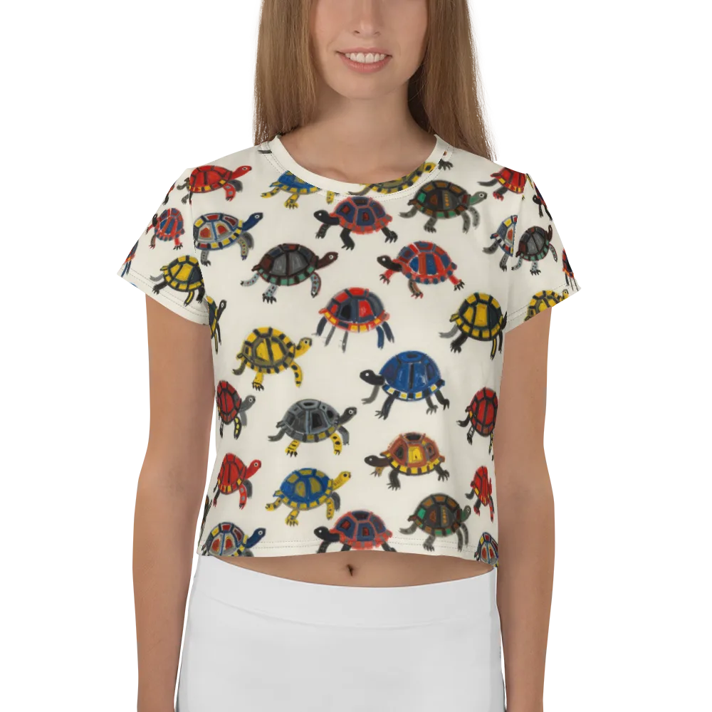 Painted Tortoises on Crop Tee — Front