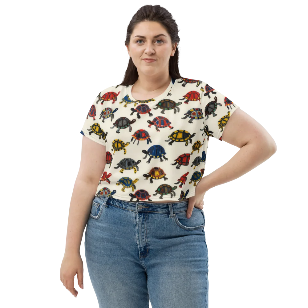 Painted Tortoises on Crop Tee — Front