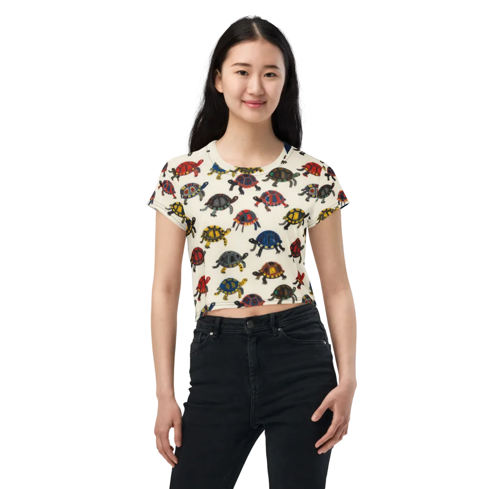 Painted Tortoises on Crop Tee — Front